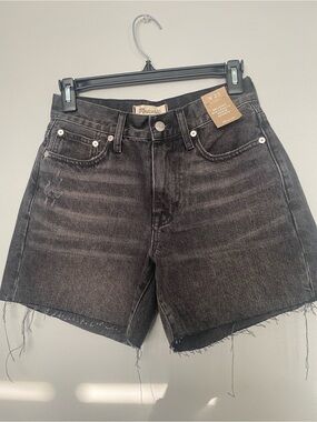 Madewell Washed Black Frayed Denim Shorts